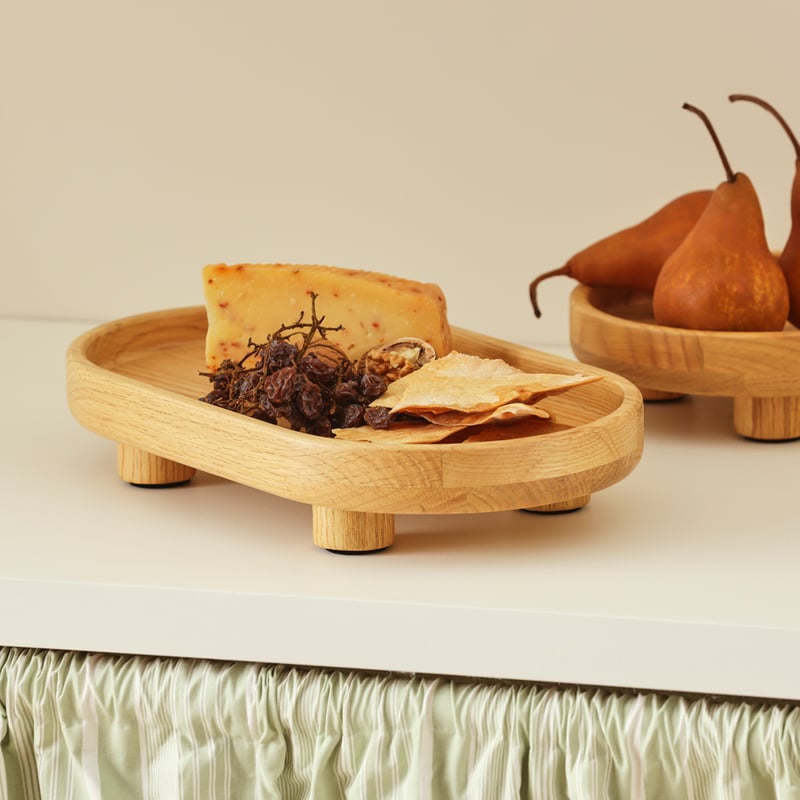 Banto Natural Oak Oblong Footed Tray
