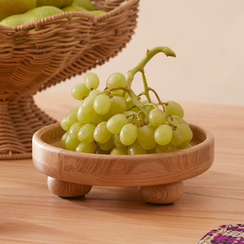 Banto Natural Oak Round Footed Bowl