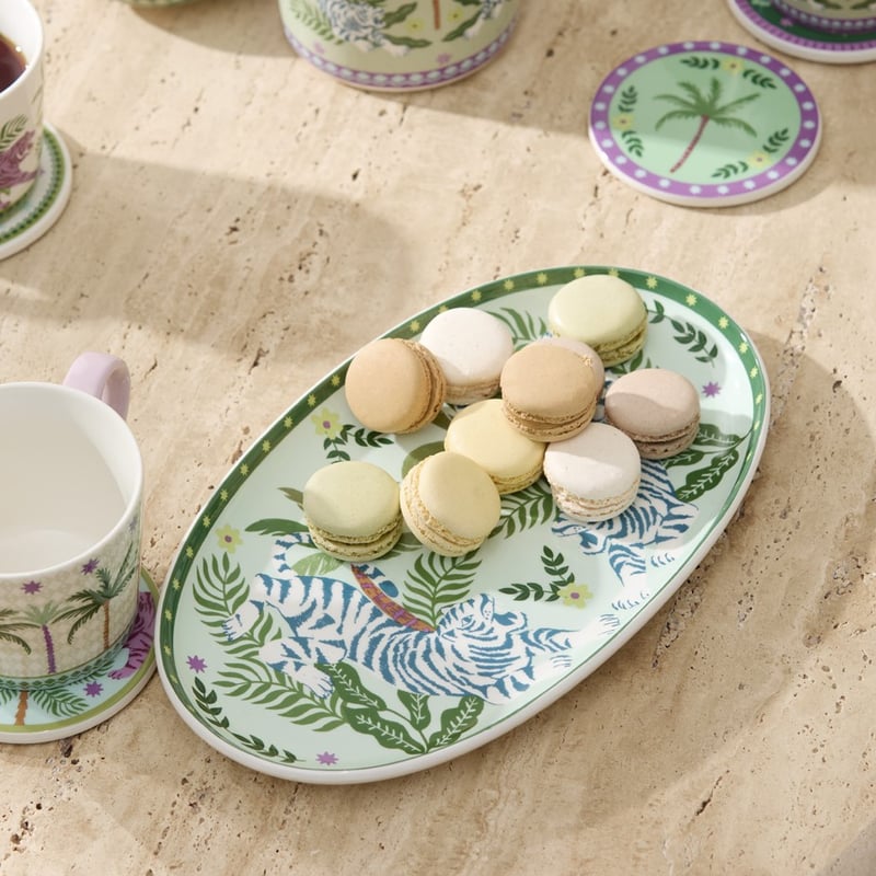 Adira Green Tiger Oval Tray
