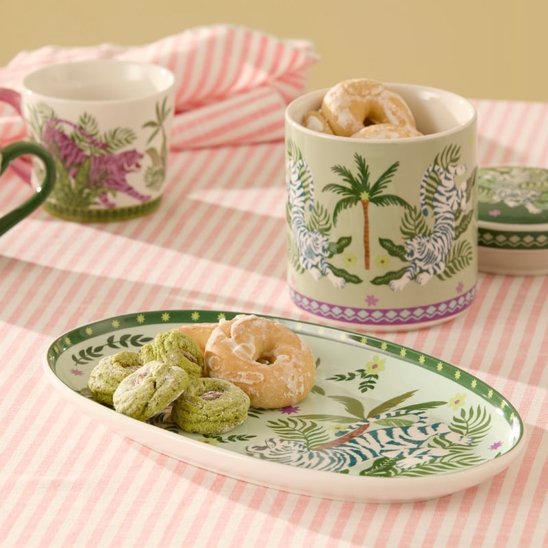 Adira Green Tiger Oval Tray