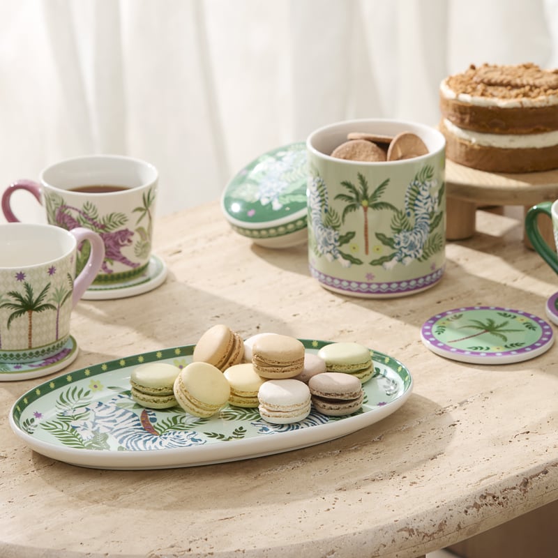 Adira Green Tiger Oval Tray