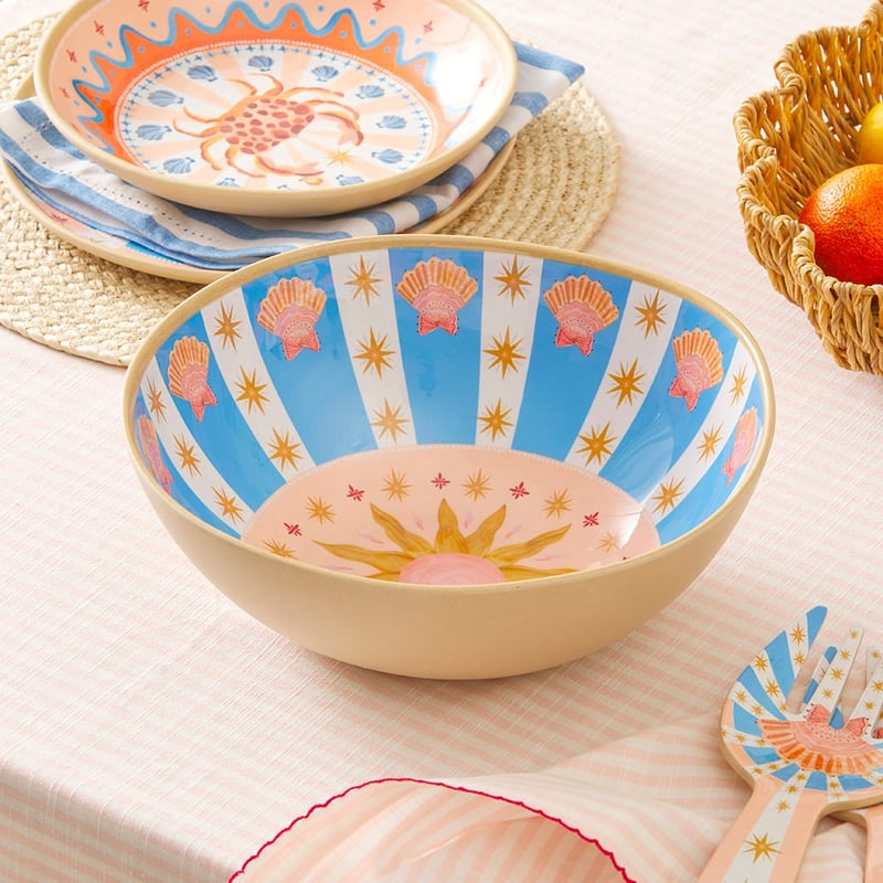 La Sirena Sun & Shell Melamine Salad Bowl