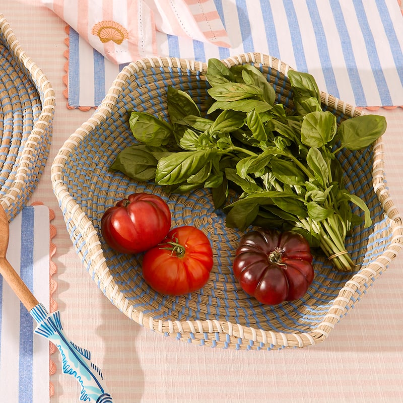 Scallop Blue Rattan Bowl