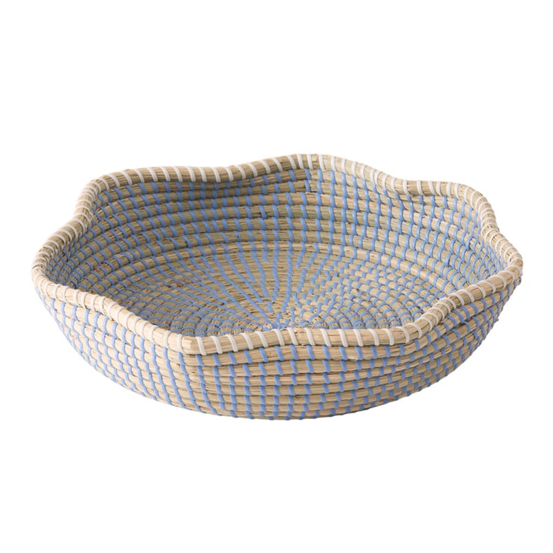 Scallop Blue Rattan Bowl