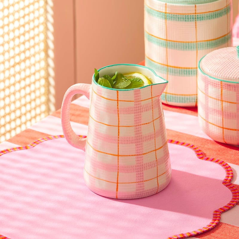 Edie Pink Check Jug