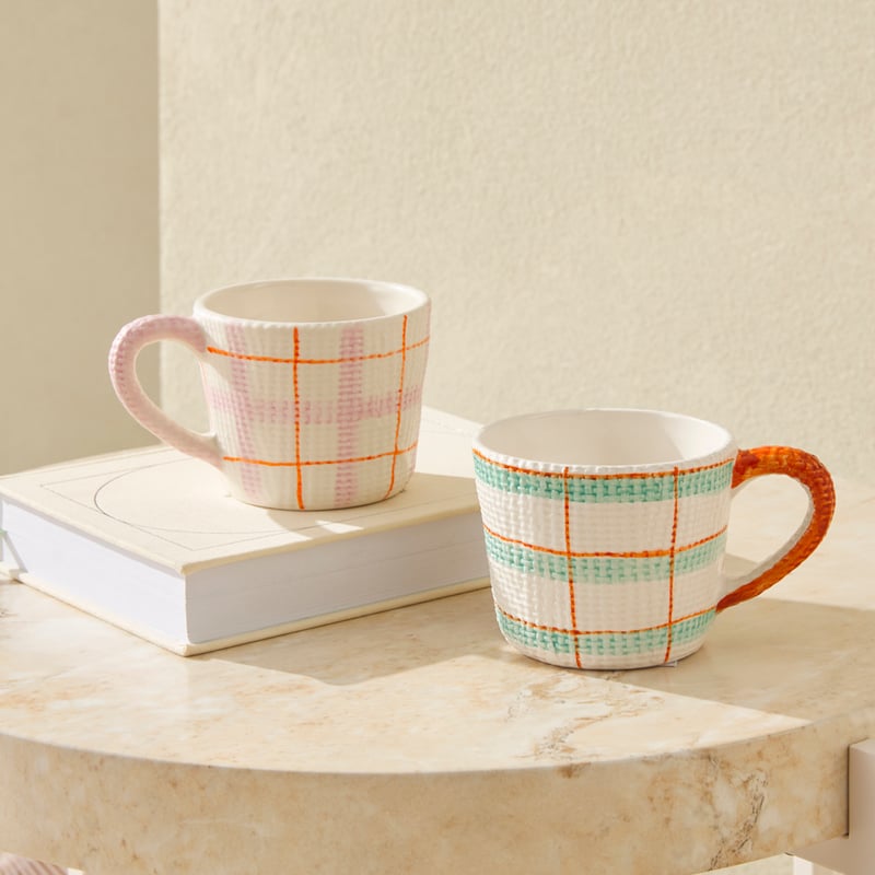 Edie Pink Check Mug