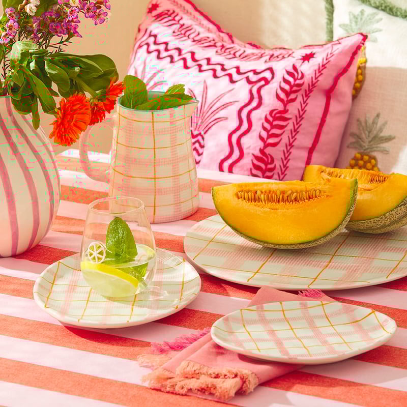 Edie Pink Check Small Platter