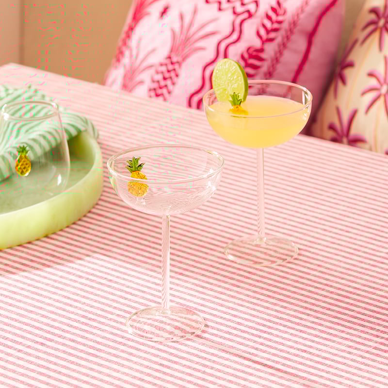 Summer Fruit Pineapple Coupe Glass Gift Pack of 2