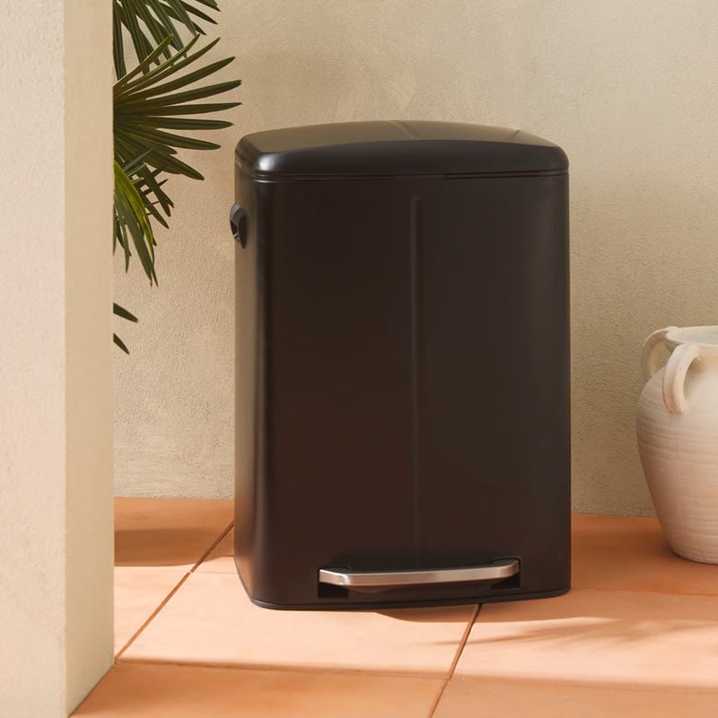 Retro Black Double Kitchen Bin