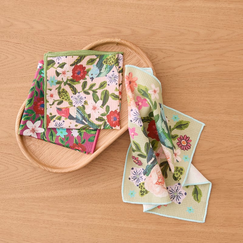 Juniper Winter Berry Bird Printed Washcloth Pack of 3