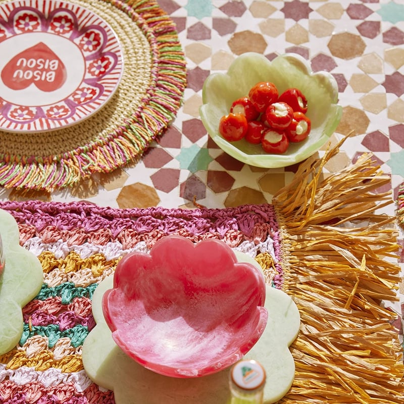 Calypso Matte Raspberry Scalloped Resin Bowl