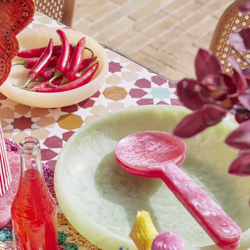 Calypso Matte Raspberry Resin Salad Server Set of 2