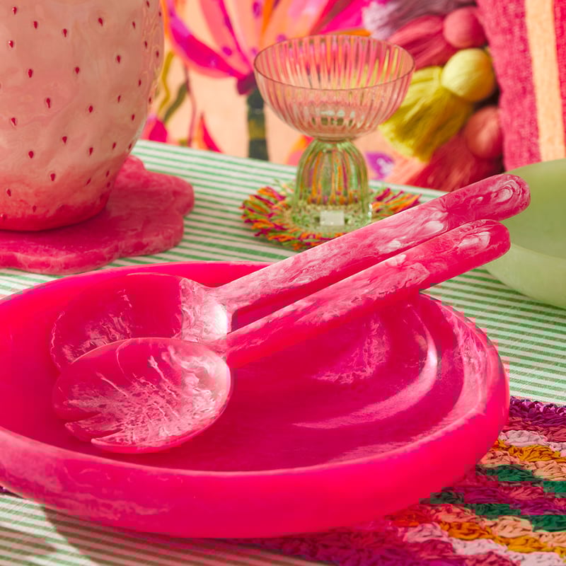 Calypso Matte Raspberry Resin Salad Server Set of 2