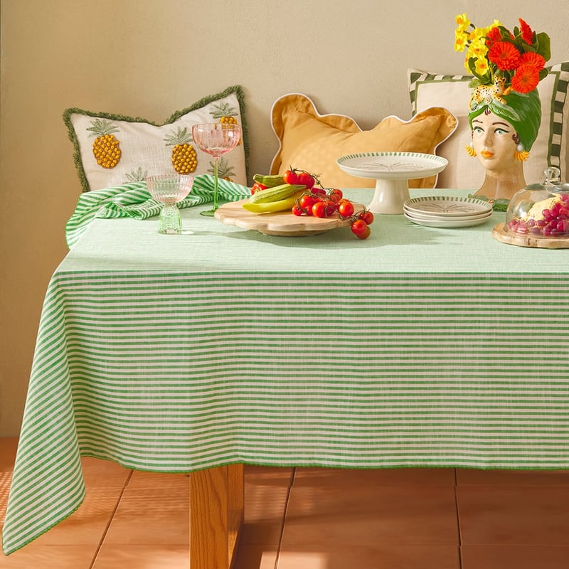 Seville Bright Green Stripe Tablecloth