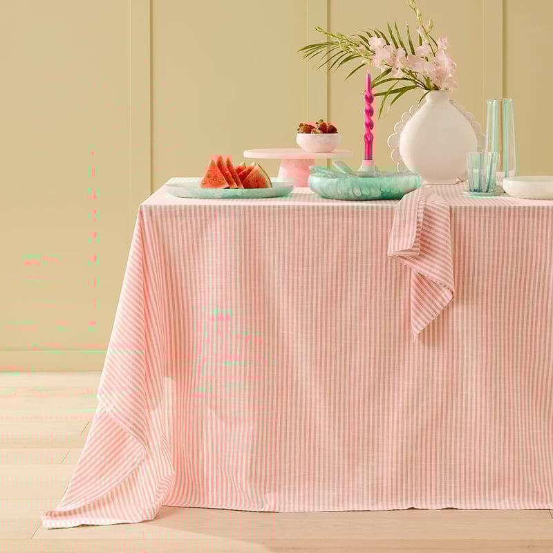 Seville Pink Stripe Tablecloth