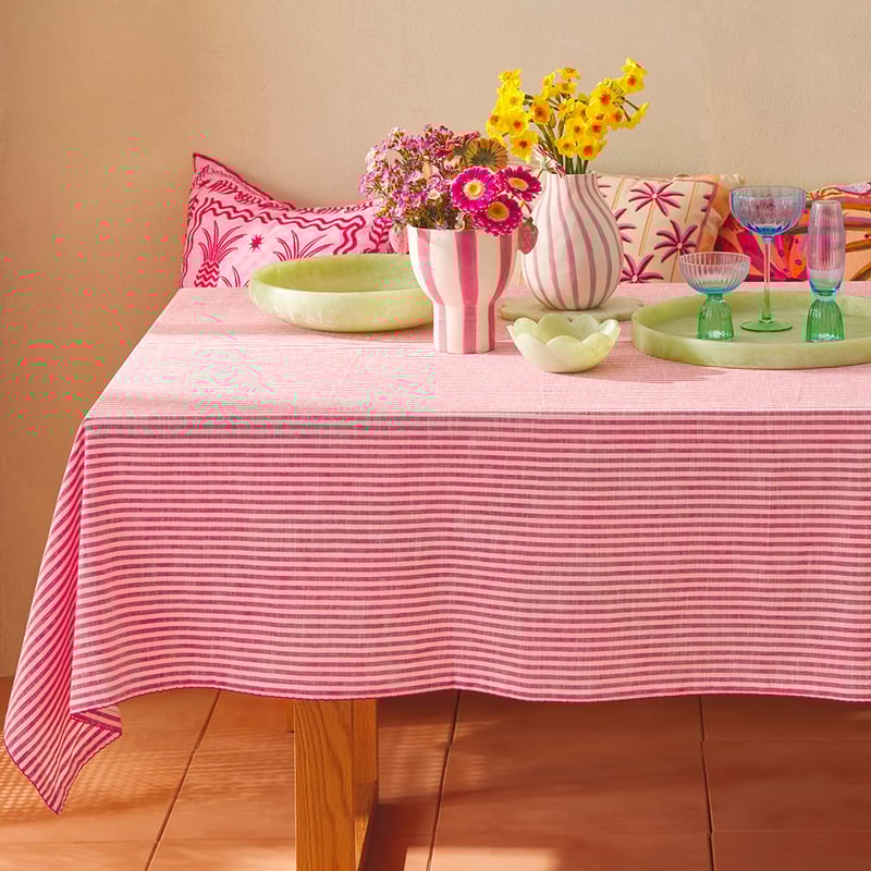 Seville Raspberry Stripe Tablecloth