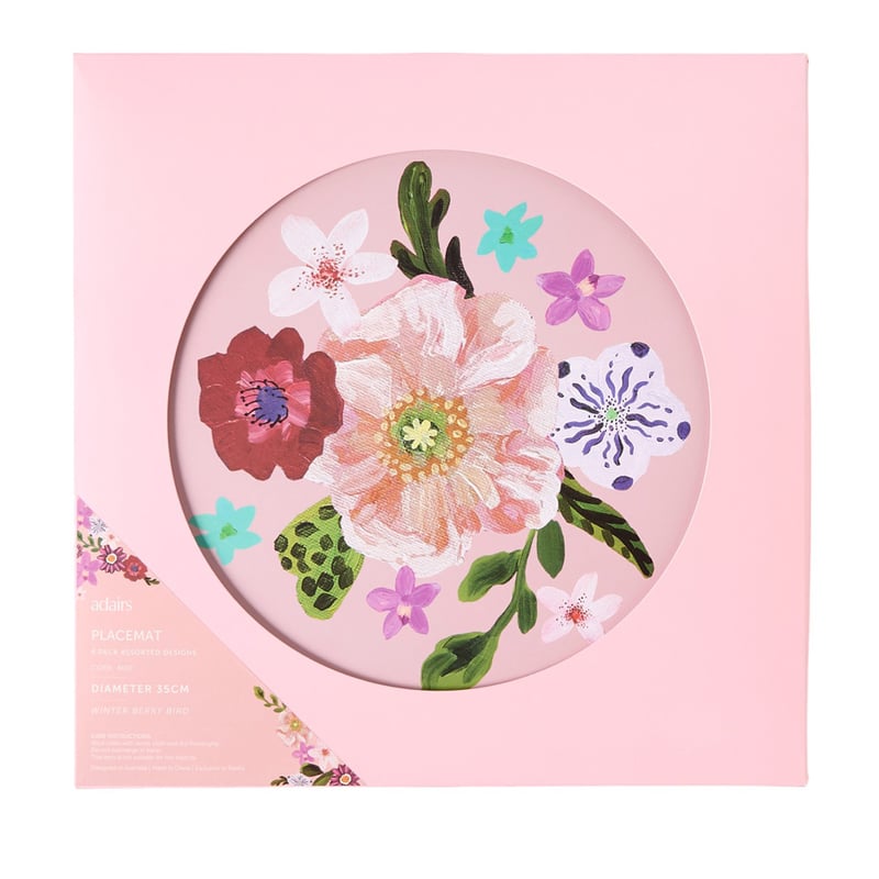 Kallista Winter Berry Bird Cork Placemat Pack of 4