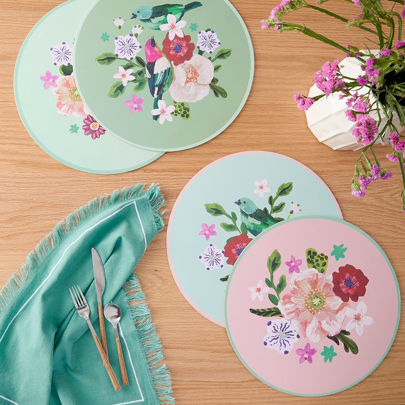 Kallista Winter Berry Bird Cork Placemat Pack of 4