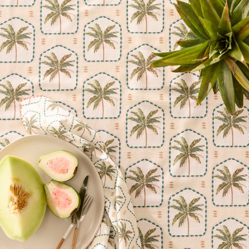 Palm Grove Green Tablecloth