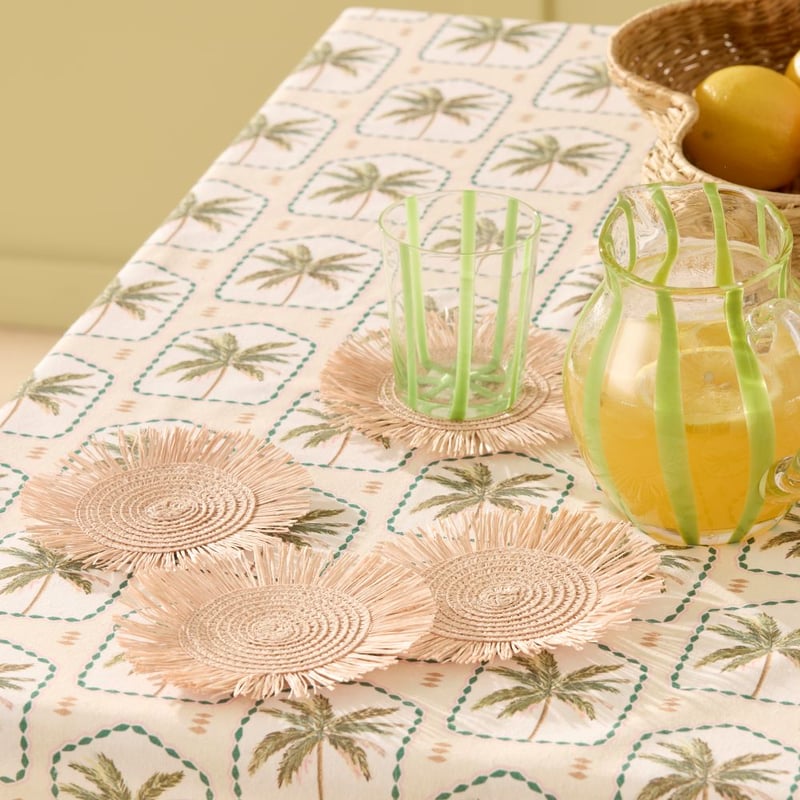 Fringe Pink Woven Coasters Pack of 4