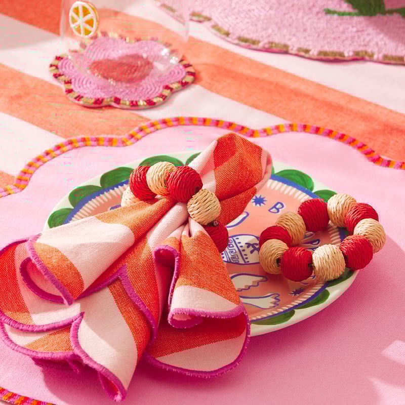 Dot Red & Pink Napkin Rings Pack of 2