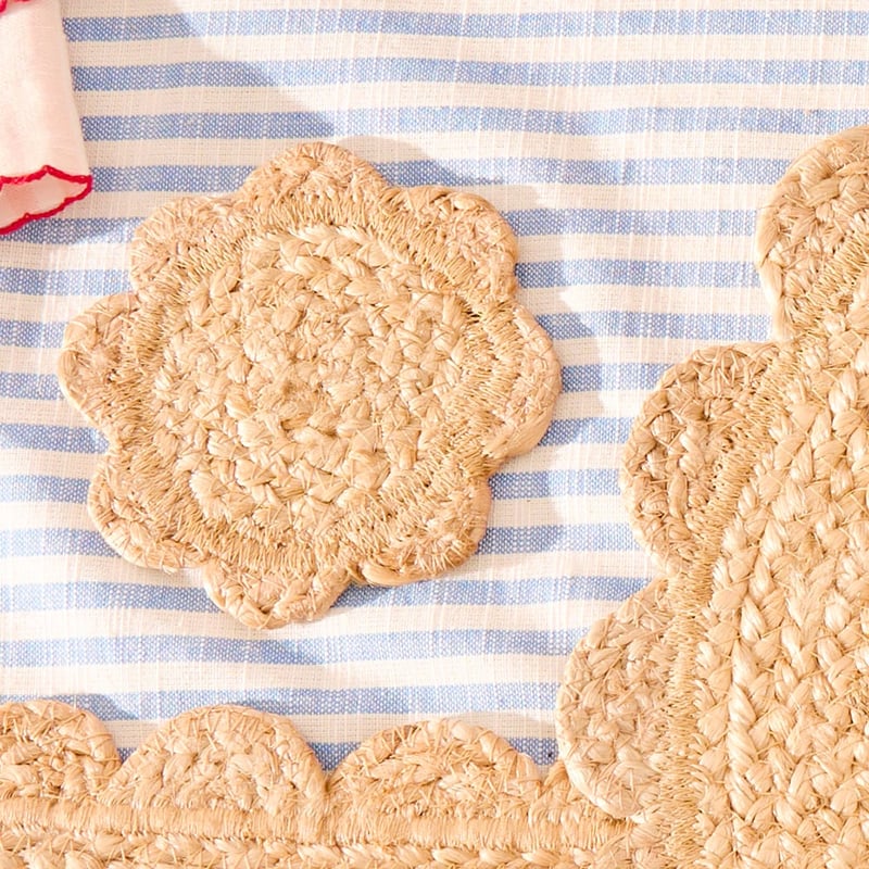 Siena Natural Jute Scalloped Coasters Pack of 4