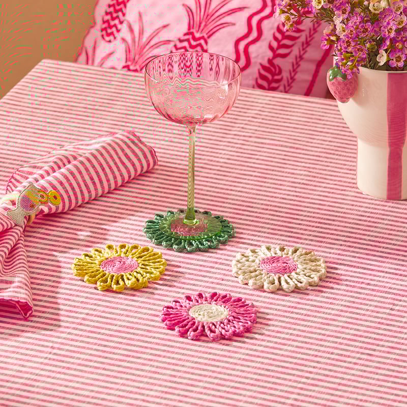 Flower Multi Jute Coasters Pack of 4