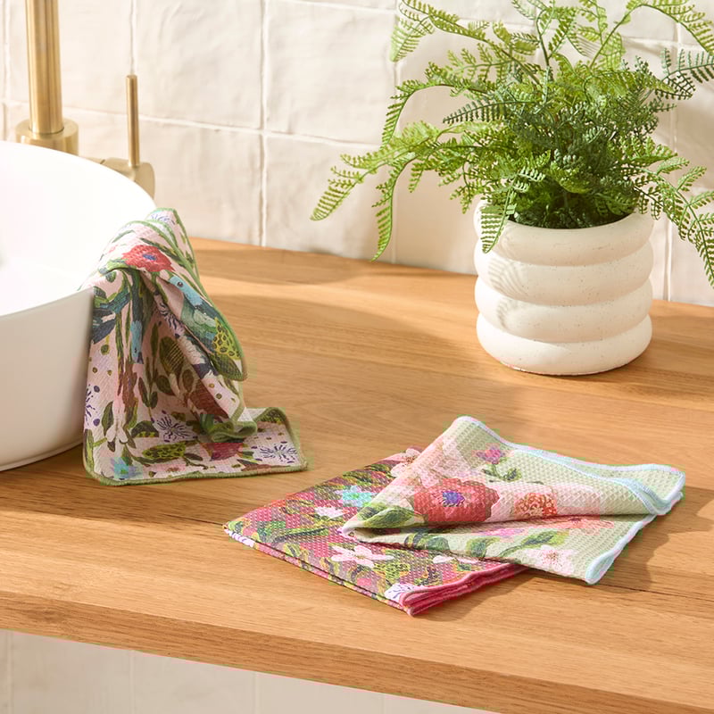 Juniper Winter Berry Bird Printed Washcloth Pack of 3