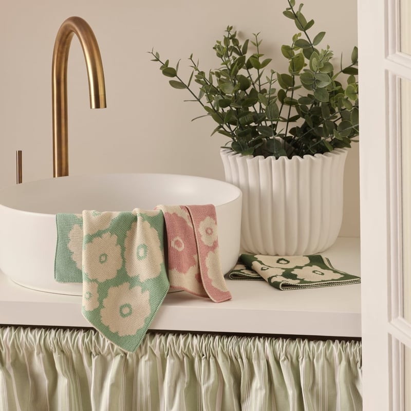 Dallas Flowers Bamboo Knitted Washcloths Pack of 3