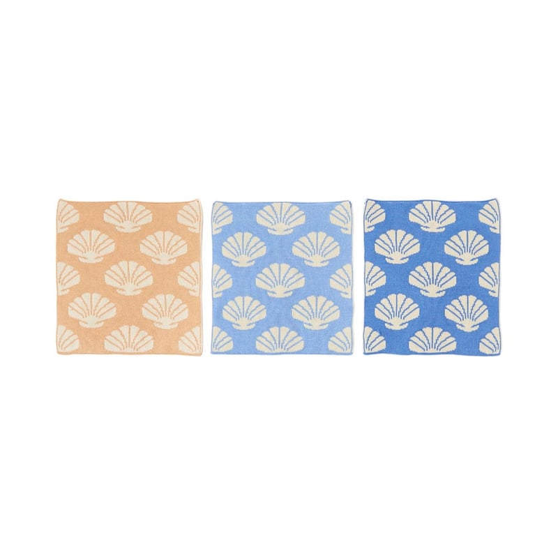 Dallas Seashell Bamboo Knitted Washcloths Pack of 3