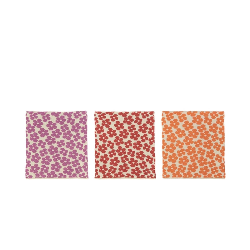 Dallas Spiced Berry Floral Bamboo Knitted Washcloths Pack of 3