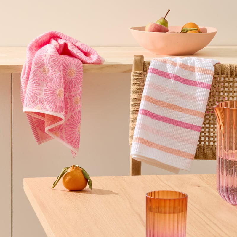 Daisy Pink & Peach Tea Towel Pack of 2