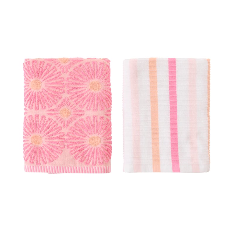 Daisy Pink & Peach Tea Towel Pack of 2