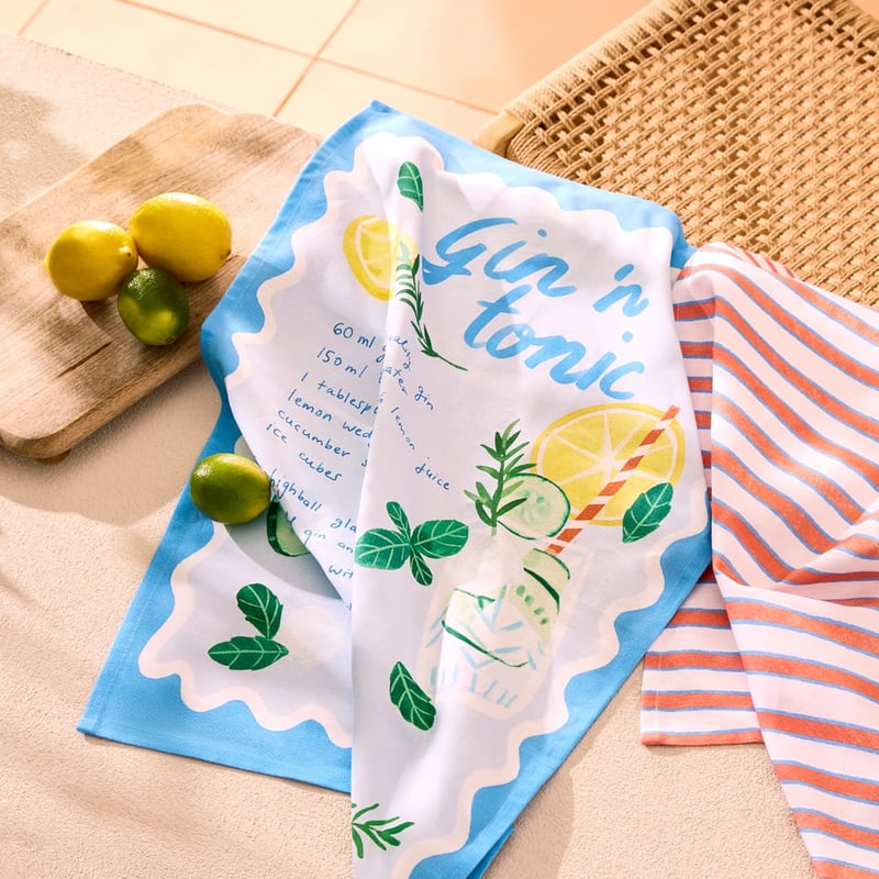 Apéritif Gin 'n Tonic Tea Towel  Pack of 2