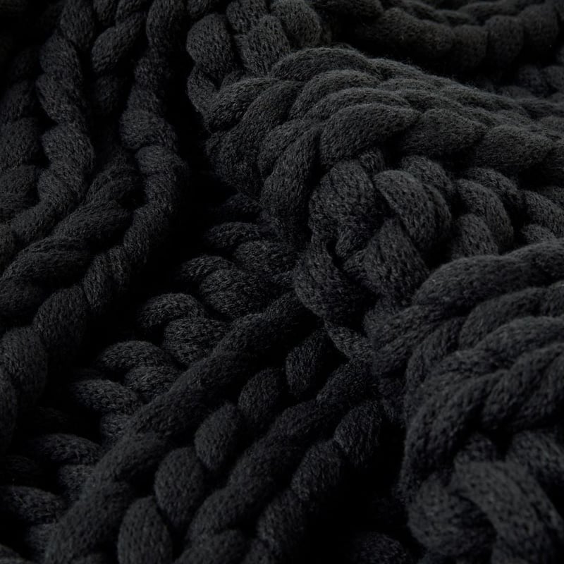 Newport Black Chunky Knit Throw