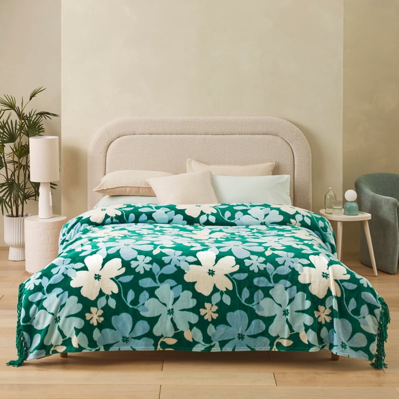 Supersoft Carmen Floral Blue Blanket