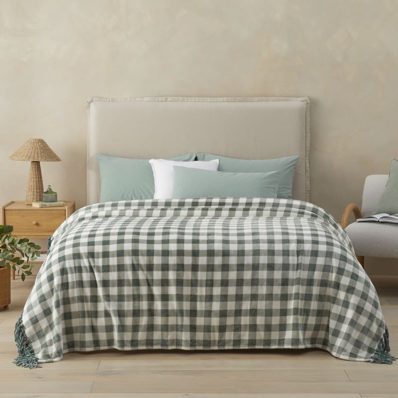 Supersoft Forest Gingham Blanket Print
