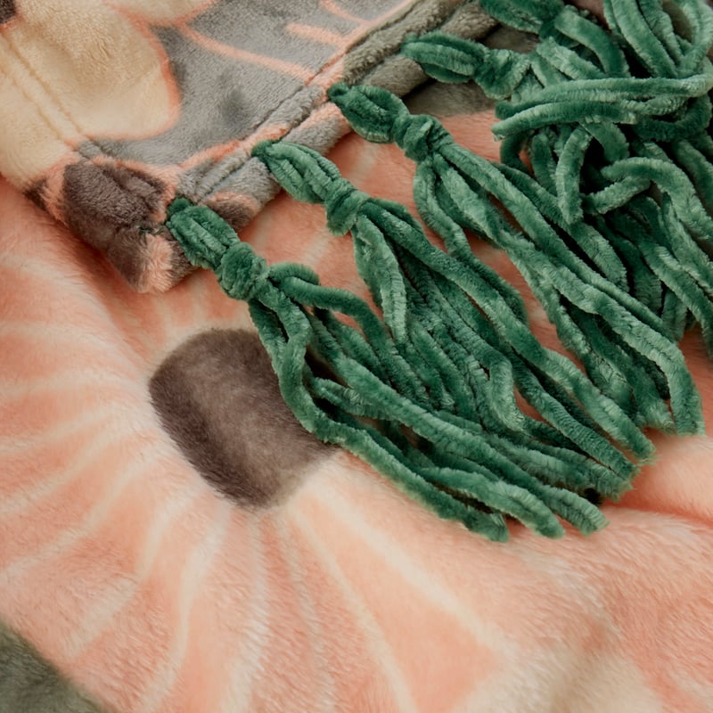 Aspen Green Keira Floral Fleece Tassel Throw