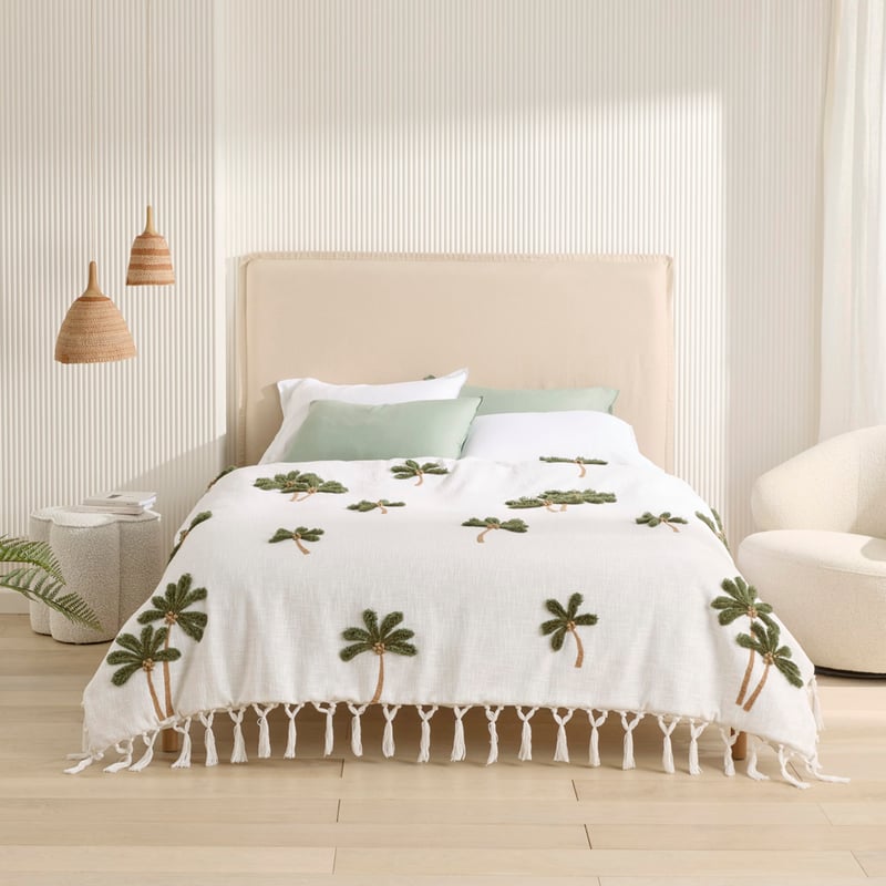 Falls Palm Olive Green & White Blanket
