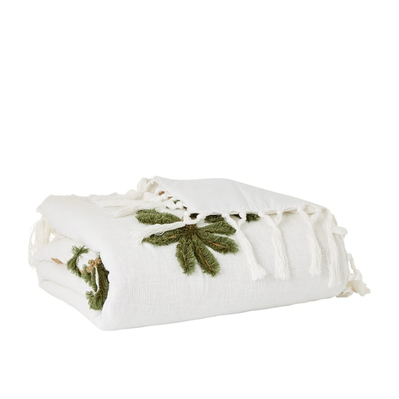 Falls Palm Olive Green & White Blanket