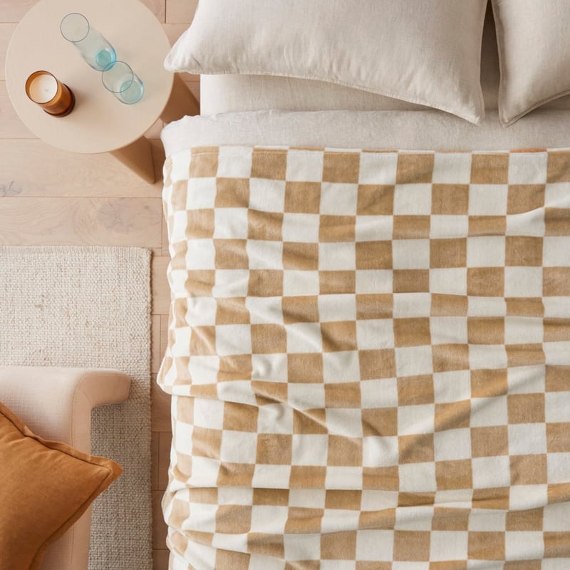 Aspen Tobacco & Natural Check Fleece Blanket
