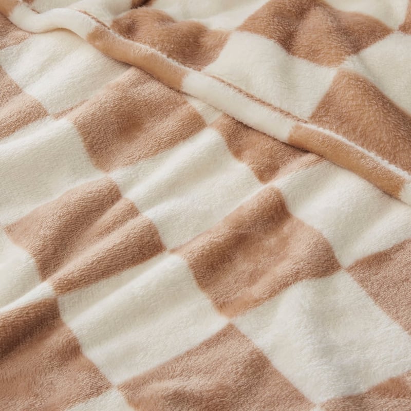 Aspen Tobacco & Natural Check Fleece Blanket