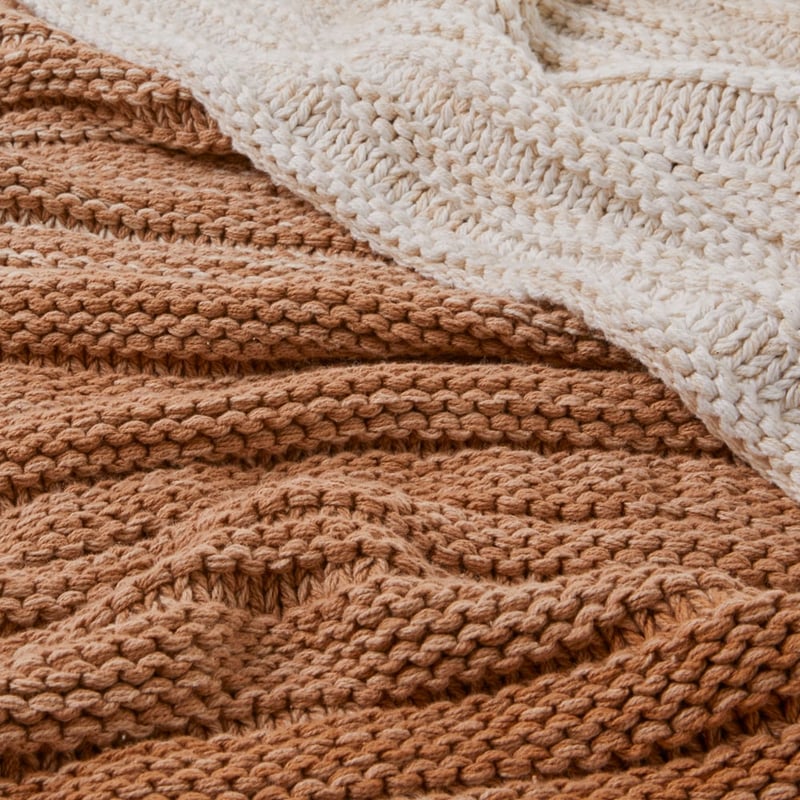 Lucie Caramel Chunky Knit Throw