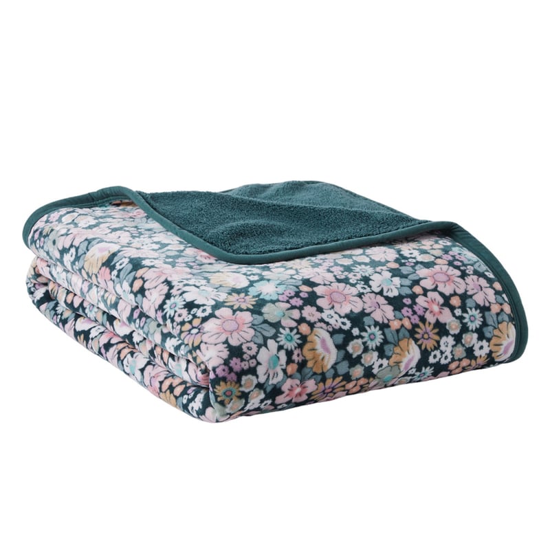Sherpa Libertine Floral Green Blanket