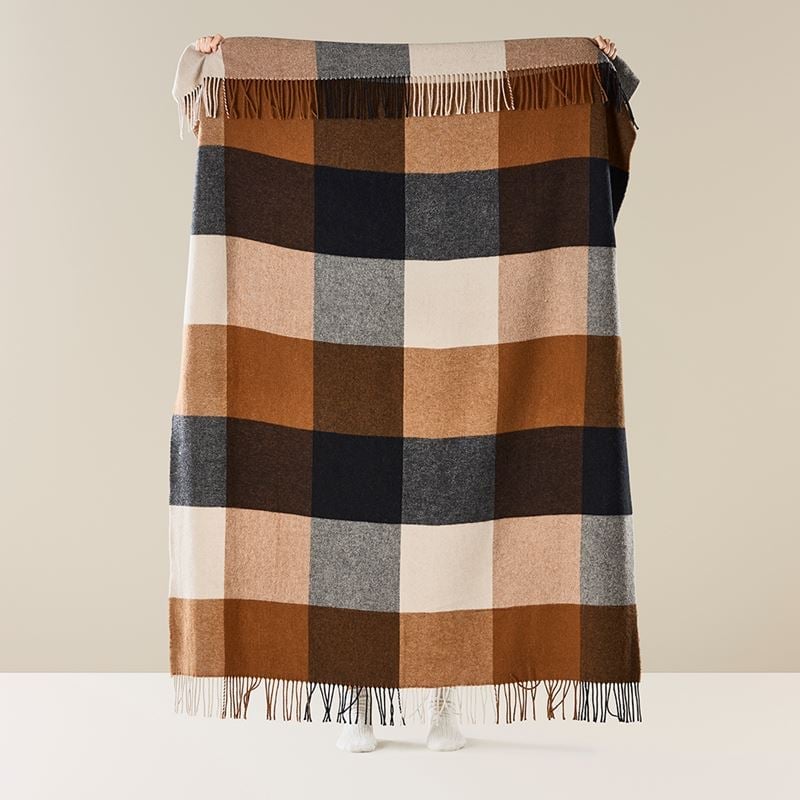 Holland Navy & Brown Wool Throw