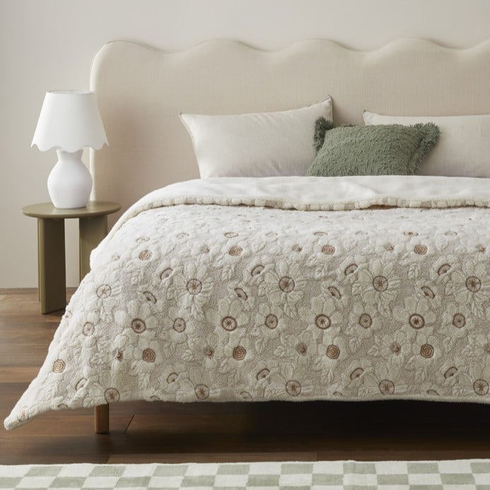 Dreamer Natural Floral Sherpa Blanket