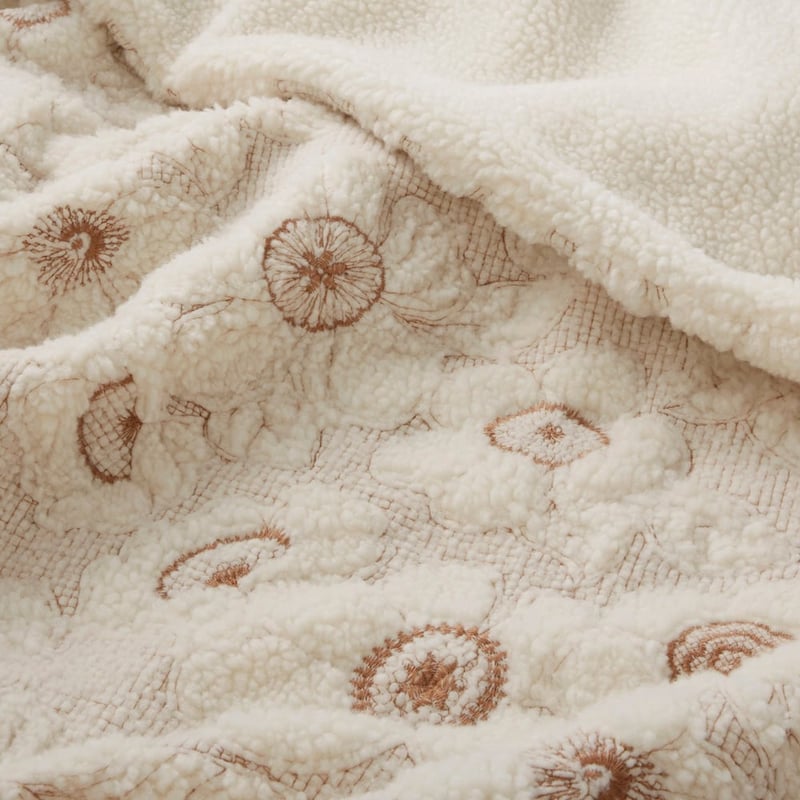 Dreamer Natural Floral Sherpa Blanket