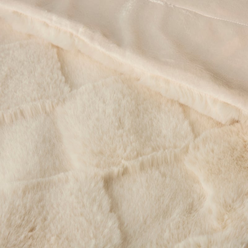 Clea Natural Check Fur Throw