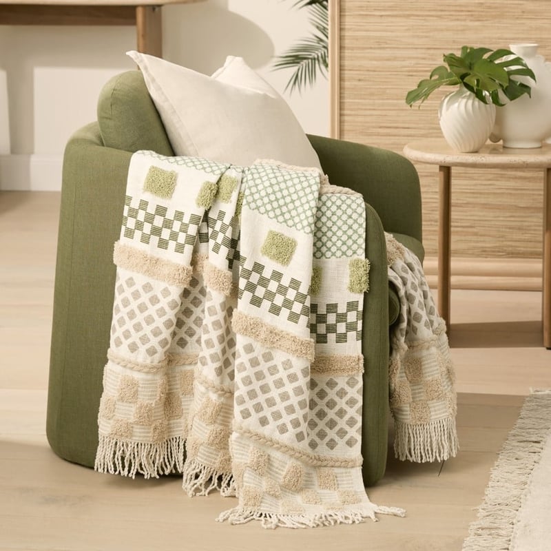 Felix Natural & Green Tufted Throw