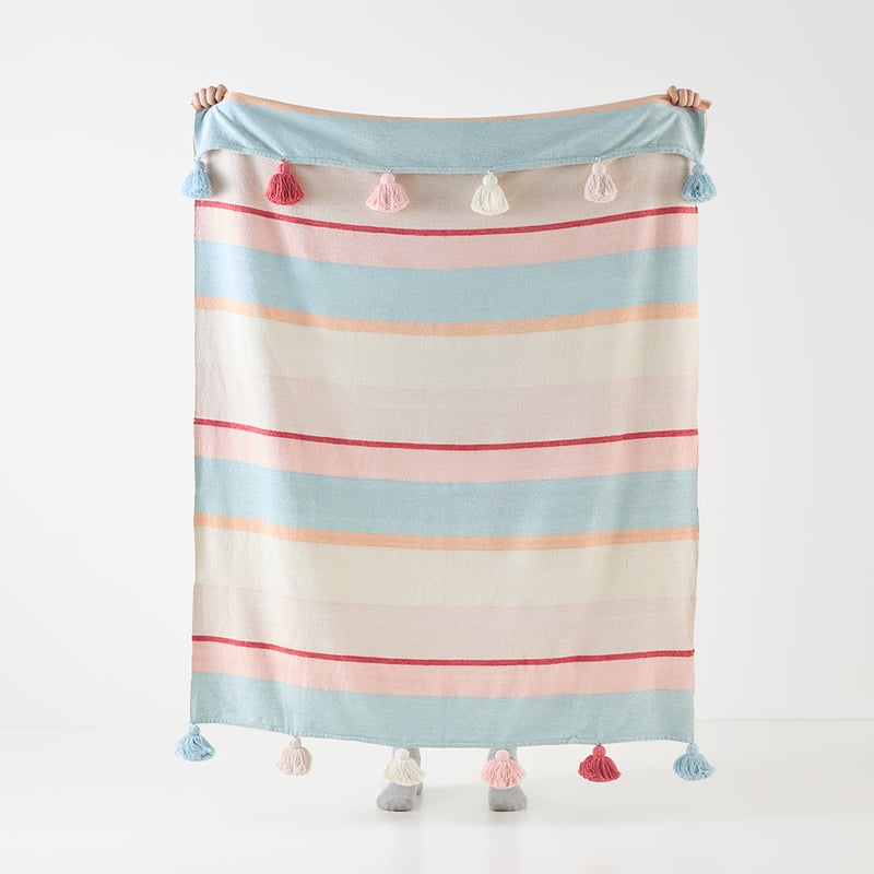 Coastal Villa Blue & Pinks Stripe Throw